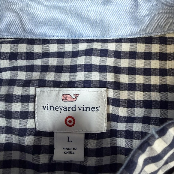 Vineyard Vines Shirt Mens Large Blue Gingham Check Whale Long Sleeve Button Down - Picture 4 of 10